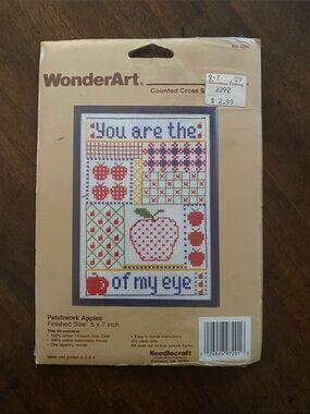 WonderArt • Patchwork Apples • Counted Cross Stitch Kit • 5” x 7”